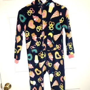 Cat & Jack fleece, snacks onsie PJ. Size small